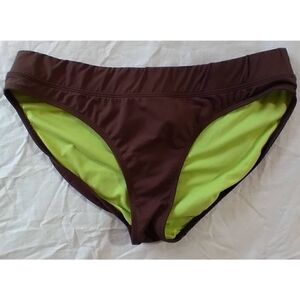 Athleta Lime Brown Bikini Bottom Size L